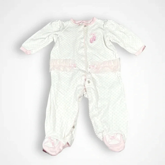 4/$20 Little  Me White Ballerina Sleeper/Footie - Picture 1 of 5